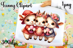 Spring animal clipart|Cute cow easter animals clipart Product Image 1