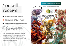 Botanical Spirits Clipart, mystical floral goddess PNG Product Image 2