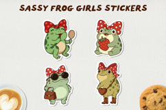 Sassy Frog Girls Stickers PNG Cute Kawaii Frog Clipart Product Image 1