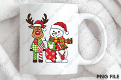 Patchwork Christmas Snowman Reindeer PNG Product Image 4