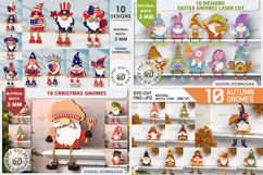 3D Gnome Mega Bundle Laser cut. Holiday gnomes decorations Product Image 2