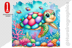 Cute Turtle Clipart - PNG File Product Image 2