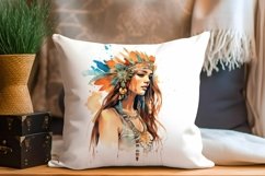 Digital set of 4 boho watercolor beautiful woman PNG Product Image 4