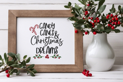 Candy Canes and Christmas Dreams SVG Cut File, Christmas png Product Image 5