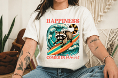 Happiness Comes in Waves, Funny Summer Beach Surfing Raccoon Product Image 3
