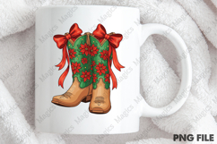 Coquette Christmas Bow Cowgirl Boots PNG Product Image 3