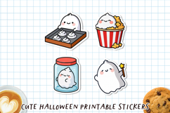 Cute Halloween Ghost Stickers | Printable Kawaii Spooky PNG Product Image 2