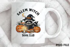 Funny Raccoon Salem Witch Book Club PNG Product Image 4