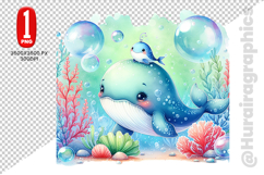 Cute Whale Clipart - PNG File Product Image 2