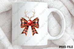 Red Glitter Antler Bow Christmas Clipart Product Image 4