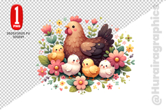 Cute Hen Clipart - PNG File Product Image 1