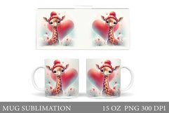 Valentines Giraffe Mug Sublimation. Valentines Mug Design Product Image 1