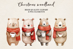 WChristmas Woodland Bears | Cozy Winter Bear Clipart PNG Product Image 1