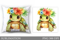 Turtle Pillow Sublimation. Sea Turtle Sublimation Product Image 1