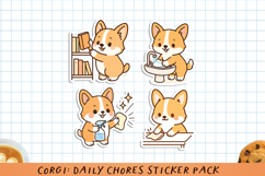 Corgi Daily Chores Printable Stickers. PNG. Product Image 1