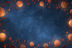 Warm Glowing Ornaments Border Frame on Textured Blue Product Image 1