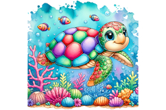 Cute Turtle Clipart - PNG File Product Image 1