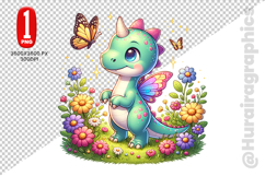 Cute Dinosaur Clipart - PNG File Product Image 2