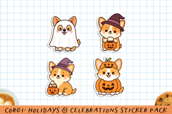 Corgi Holidays &amp; Celebrations Printable Stickers. PNG. Product Image 1