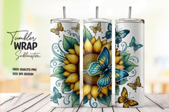 Sunflower buttrefly tumbler wrap sublimation png Product Image 1