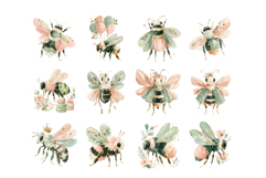 Whimsical Watercolor Bee Clipart Product Image 4
