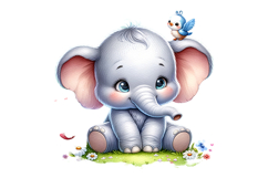 Cute Elephant Clipart - PNG File Product Image 1