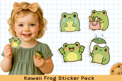 Cute kawaii frog printable stickers. PNG. Product Image 2