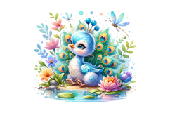 Cute Peacock Clipart - PNG File Product Image 1