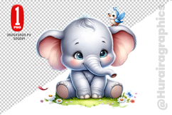 Cute Elephant Clipart - PNG File Product Image 2