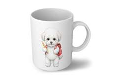 Cute White Puppy with Backpack and Pencil Watercolor PNG Product Image 5