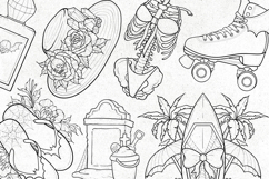 45 Summer Goth Tattoo Stamp Brushes for Procreate Product Image 4