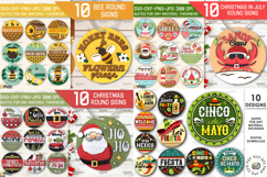 3D Round signs Mega bundle laser cut. Seasonal sign SVG Product Image 2