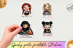 Spooky Girl Printable Stickers 4 Halloween PNGs. Product Image 1