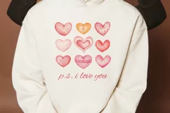 Hearts Valentine's Day Watercolor PNG, love sublimation Product Image 3