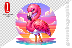 Cute Flamingo Clipart - PNG File Product Image 2
