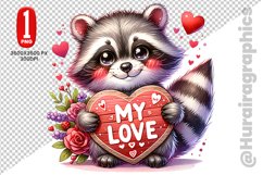 My Love Cute Raccon Clipart - PNG File Product Image 1
