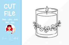 Floral candle Line Art Cut File Product Image 1