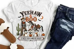 Yeehaw And Boo PNG Sublimation Design - Western Skeleton Cow Product Image 2