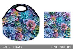 Succulents Lunch Bag. Flowers Lunch Bag Sublimatio Product Image 1