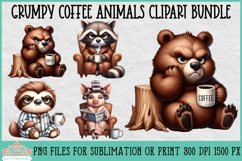 Grumpy Coffee Animals | Sublimation Clipart Product Image 1