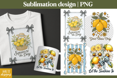 Preppy Summer, Coquette PNG, Vintage lemons, Inspirational Product Image 1