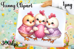 Spring animal clipart|Cute chicken easter animals clipart Product Image 1