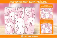 Cute Rabbit Seemless Tumbler Wrap Designs, Sublimation Wrap Product Image 1