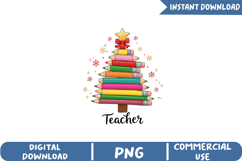 Colored Pencil Tree Sublimation, Christmas Png Product Image 1