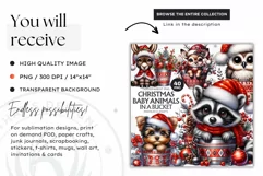 Watercolor Christmas animal Clipart, Baby rabbit sublimation Product Image 2
