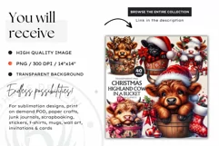 Christmas highland cow in bucket Clipart, christmas clipart Product Image 2
