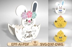 Happy Easter Basket Svg,Easter Bunny Basket Design For Laser Product Image 1