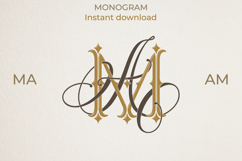 MA AM Wedding Monogram Logo | Elegant Initials Vector Product Image 1