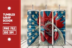 4th Of July Rooster American Flag 20 oz Skinny Tumbler Product Image 1