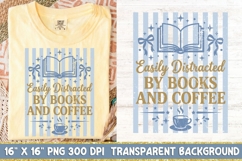 Easily Distracted By Books Png, Book Lover Sublimation Png. Product Image 1